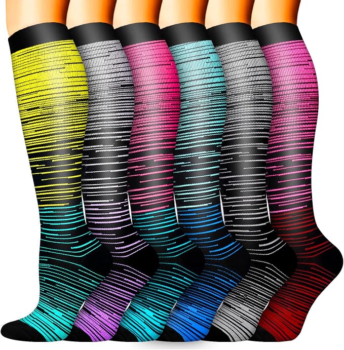 Sooverki Compression Socks for Women & Men 6 Pairs is Best Supportive Knee High Stockings for Circulation, Travel, Nurses by Sooverki