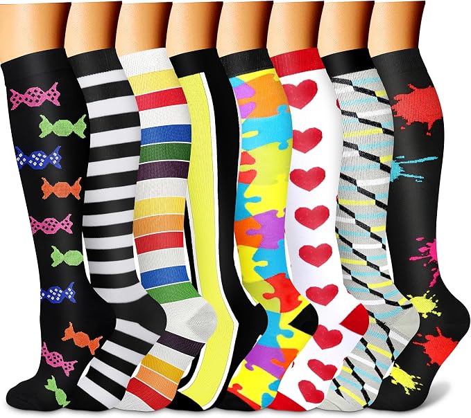 FEYHAY Copper Compression Socks (8 Pairs) 15-20 mmHg Circulation is Best Athletic & Daily for Men & Women, Running, Climbing by FEYHAY