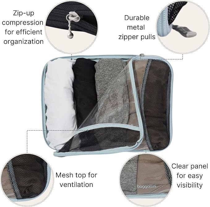 Baggallini Compression Cube 3-piece set - Lightweight Compression Packing Cubes for Travel - Image 3
