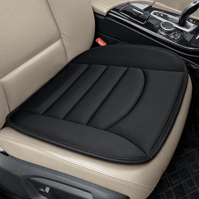 BOPUOVRE Memory Foam Car Seat Cushion Breathable Fabric | Non Slip Gel Universal Fit Car Truck Office Home 19 6x18x1 2 Inch Black by BOPUOVRE