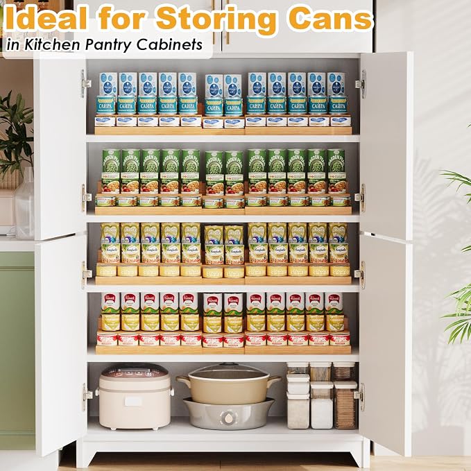 3-Tier Extra-Long Expandable Bamboo Can Rack for Pantry, Holds 45 Cans | Adjustable Pantry Can Organizer, Large Capacity Holds up to 45 Cans, Pantry Shelf & Countertop Storage (Patent Pending) - Image 5