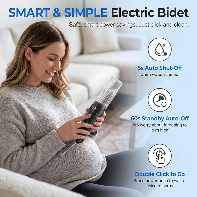 Electric Portable Bidet – Rechargeable Travel Bidet for Women Postpartum Care & Personal Hygiene | 3 Pressure Modes for Home Travel & Camping, Black - Image 4