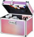 Medicine Lock Box with 3-Digit Combination Lock – Pink Lockable Storage Box for Medication, Small Lock Box for Valuables, 10"x7"x7.9" Locking Medicine Box for Home Travel Dorm by AdazzoRollingMakeupCase