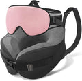 YFONG Travel Pillow with Head Support & Sleep Mask for Long Flights, Pink | Patented 360° Support System, Prevents Bobbing, Airplane Head Strap, 3D Eye Mask, Memory Foam Neck Pillow, Travel Essential by YFONG