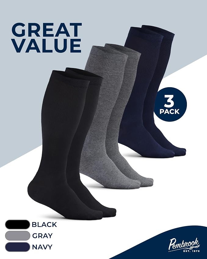 Pembrook Cotton Light Compression Socks for Women & Men - 3 Pairs | 8-15 mmHg Comfort Compression Socks for Men & Women - Image 5