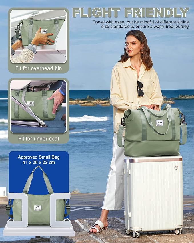 Travel Duffel Bag, Sports Tote Gym Bag, Shoulder Weekender Overnight Bag for Women - Image 2