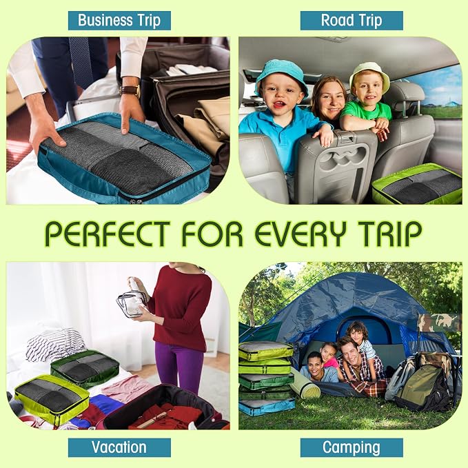 5 Pcs Packing Cubes for Suitcase Large Travel Cubes Carry on Luggage Organizer Bags for Clothes Accessories(S,Green) - Image 7