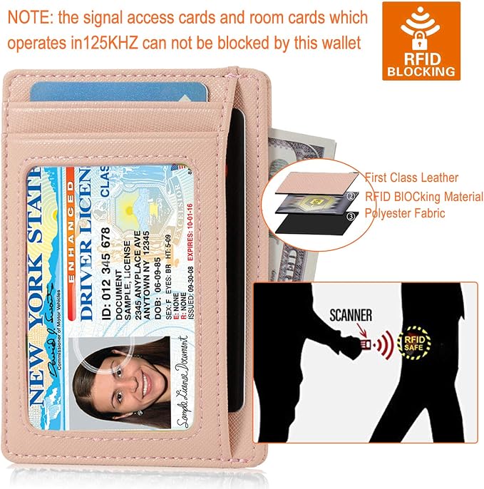GH GOLD HORSE Slim RFID Blocking Card Holder Minimalist Leather Front Pocket Wallet for Women | Slim - Image 6