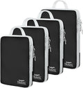 4 Set Compression Packing Cubes, Suitcase Organizer, Lightweight Travel Essentials, Compression Bags For Travel Accessories Luggage Storage Set (4 Pcs, Black) by Unknown