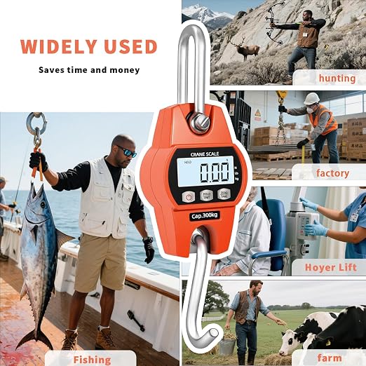 Hanging Scale 660lb/300kg - High-Accuracy Crane Scale with Aluminum Frame and LCD Display. Functions as Fishing Scale and Luggage Scale. for Farm, Hunting, Fitness, and Travel Weighing - Image 8