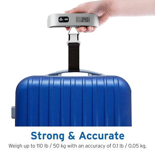 Etekcity Luggage Scale, Travel Essentials, Digital Weight Scales for Travel Accessories, Portable Handheld Scale with Temperature Sensor, Rubber Paint, 110 Pounds, Battery Included,2Pack | Travel Essentials, Air Travel, Suitcase, Hanging Hook, Rubber G... - Image 4