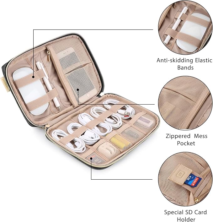 BAGSMART Large Electronics Travel Organizer Case for Wome, Polyester, Black | Cord Organizer, Cable Organizer Bag, Travel Tech Organizer, Travel Accessories for Women - Image 5