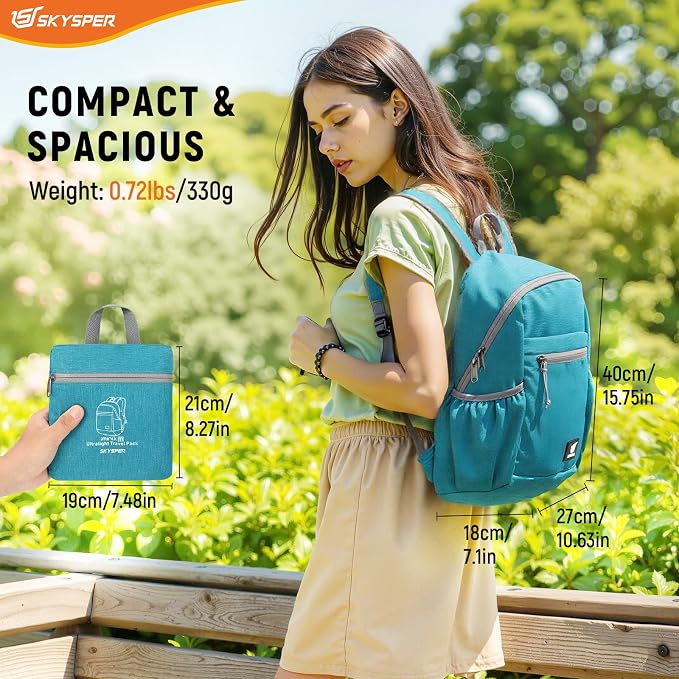 SKYSPER Anti Theft Hiking Backpack, 20L RFID Packable Travel Daypack, Lightweight Foldable Back Pack for Walking Daytrip - Image 6