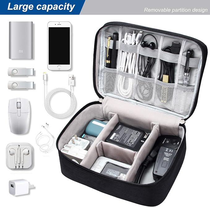 SELLYFELLY Electronics Organizer Travel Universal Cable Organizer Bag Waterproof Electronics Accessories Storage Cases for Cable, Charger, Phone, USB, SD Card, Hard Drives, Power Bank, Cords - Image 2