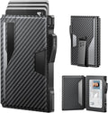 typecase Wallet for Men: Rfid-blocking with Money Clip Slim Leather Bifold Wallet ID Window Smart Pop Up Card Case Hold 9-13 Cards Front Pocket Wallet Gift for Men (Carbon Fiber Black) by typecase