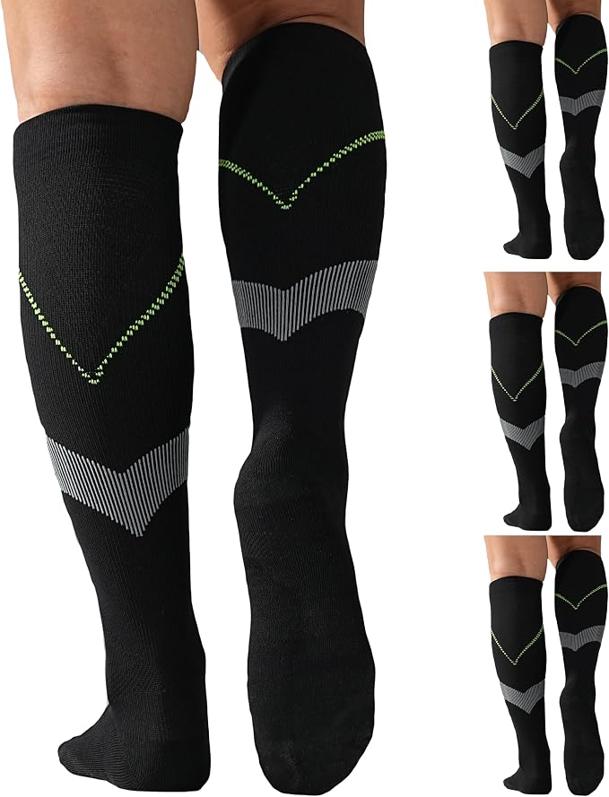 4 Pairs Compression Socks For Women and Men 20-30mmHg Graduated Compression Circulation Support Socks For Travel by Mosithings