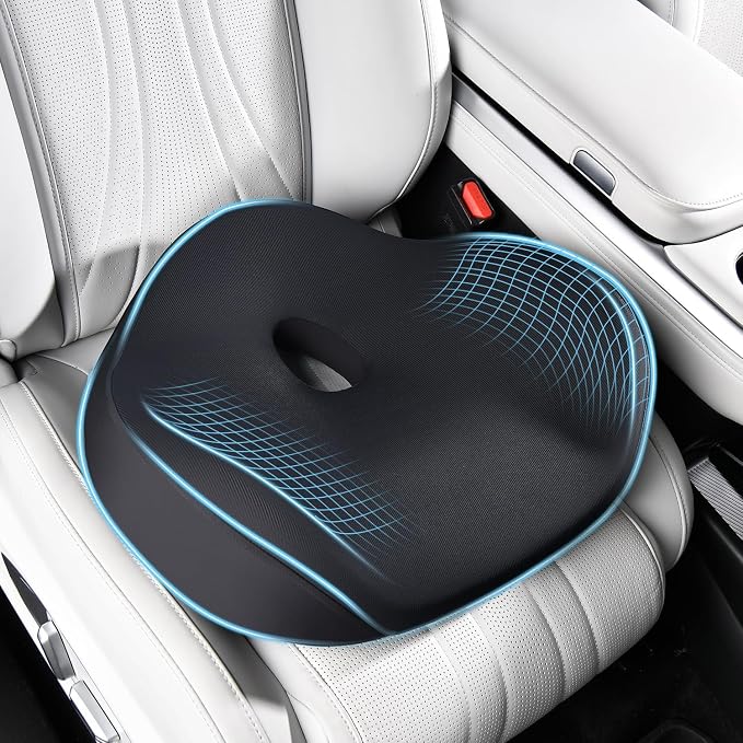 Memory Foam Seat Cushion for Car & Office, Extra Large Driver Seat Pad with Lumbar Support, Ergonomic Comfort for Long Driving, Desk Chair, Wheelchair, Truck - Image 2