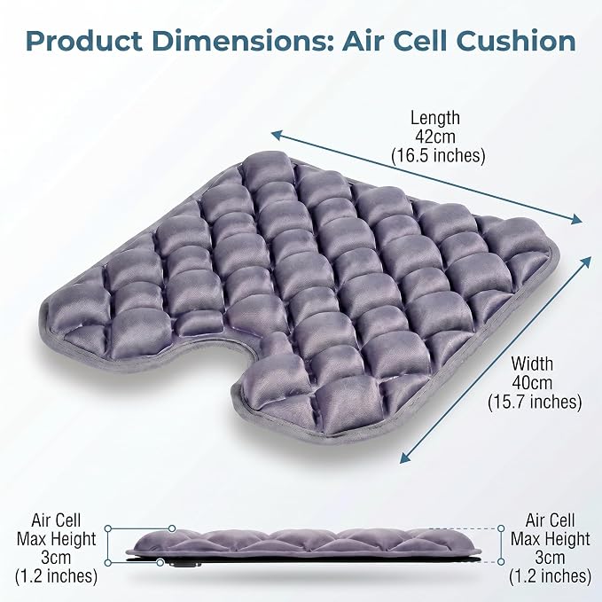 Inflatable Seat Cushion, Coccyx Cushion for Office Chair, Car & Wheelchair, Ergonomic Pressure Relief for Tailbone & Sciatica, Adjustable Firmness, Non-Slip Seat Pad for Long Sitting 16.6" × 15.8" - Image 6