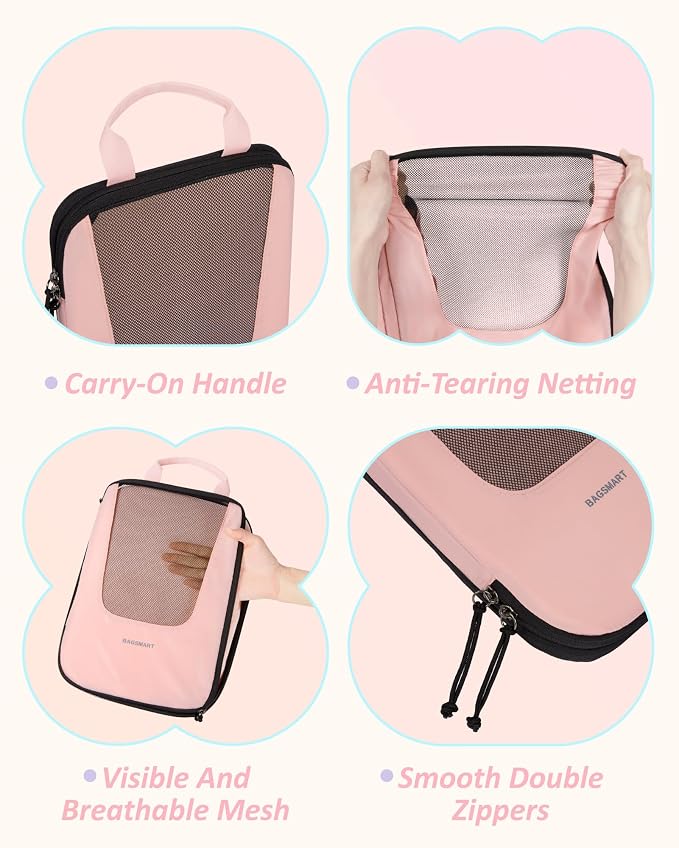 BAGSMART Compression Packing Cubes for Travel, 6/5/4set Lightweight Packing Organizers, Summer Travel Essentials Suitcase Organizer Bags Set - Image 6