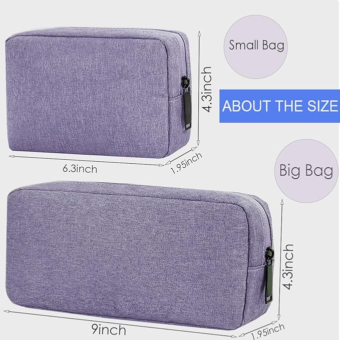 CAAORDKSO Electronics Organizer Travel Case, Water Resistant Cable Organizer Bag for Cable, Cord, Charger, Phone, Power Bank, Earphone, Electronics Accessories (Big-Purple) - Image 2