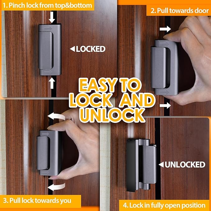 Door Reinforcement Lock Child Proof Door Locks for Front Door Kids Safety | Home Security Door Safety Locks from Inside, Easy top of door latch lock Drilling Required, keeps safe & stops forced entry - Image 4