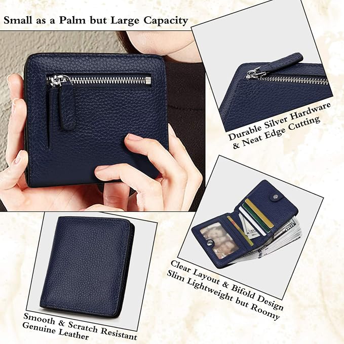 Small Leather Wallet for Women, Ladies Credit Card Holder RFID Blocking Women's Mini Bifold Pocket Purse - Image 3