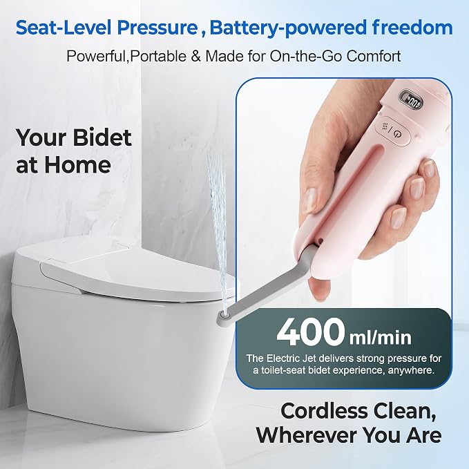 Portable Bidet for Travel | Bathroom - Rechargeable Electric Bidet Sprayer with 3 Pressure | Waterproof for Ultimate Personal Hygiene Cleaning at Home Office and Camping - Image 4