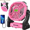 Portable Fan Rechargeable Camping Tent Fan Rechargeable Essentials | 20000mAh Cordless Battery Powered Operated Fan Camping Fan with Light, USB Rechargeable Desk Fan Portable for Travel X23 Pink by TDLOL