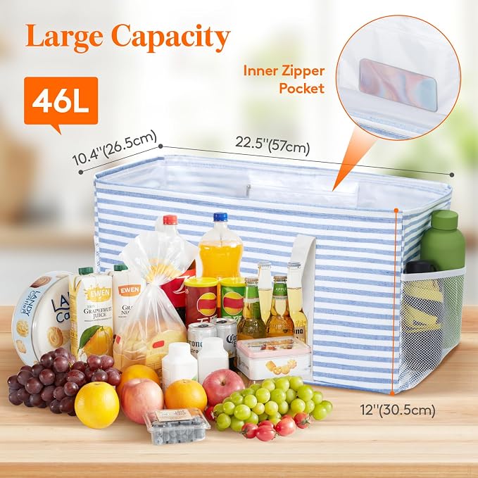 Lifewit Extra Large Tote Bag, Reusable Grocery Bags with Metal Wire Frame and Handles - Image 4