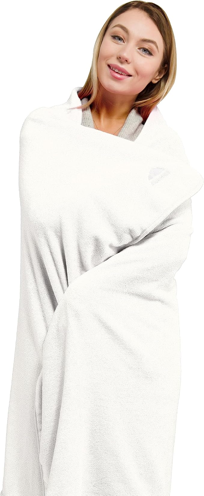 BlueHills Premium Soft Travel Blanket Pillow Combo Airplane - Ivory White | Travel Blanket Pillow Combo, Luggage Strap & Backpack Clip, Compact Portable Plane Accessories, Airplane Comfort, Soft & Cozy - Image 4