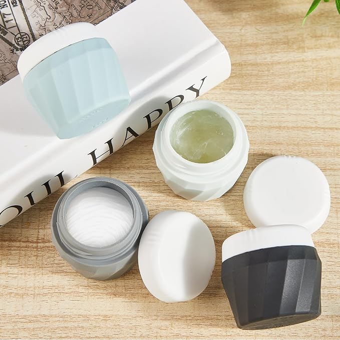 Silevoler Travel Containers for Toiletries, Premium Cosmetic Silicone Cream Jars, TSA Approved Leak-Proof Refillable Travel Size Toiletries with Clear Bag for Cosmetic Face Body Cream (Gray) - Image 5