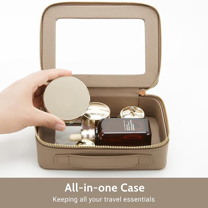 Aveniee Clear Makeup Bag Set (2-Piece Mini & Midi) - Travel Toiletry Organizer for Women, Waterproof Cosmetic Pouch & Car Accessory for Travel Size Toiletries, Taupe - Image 3