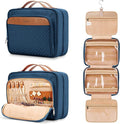 Travel Hanging Toiletry Bag for Women, Extra Large Makeup Bag, Holds Full-Size Shampoo, with Jewelry Organizer Compartment, Waterproof Cosmetic Bag, Toiletries Kit Set with Trolley Belt, Navy Blue by COOSKY