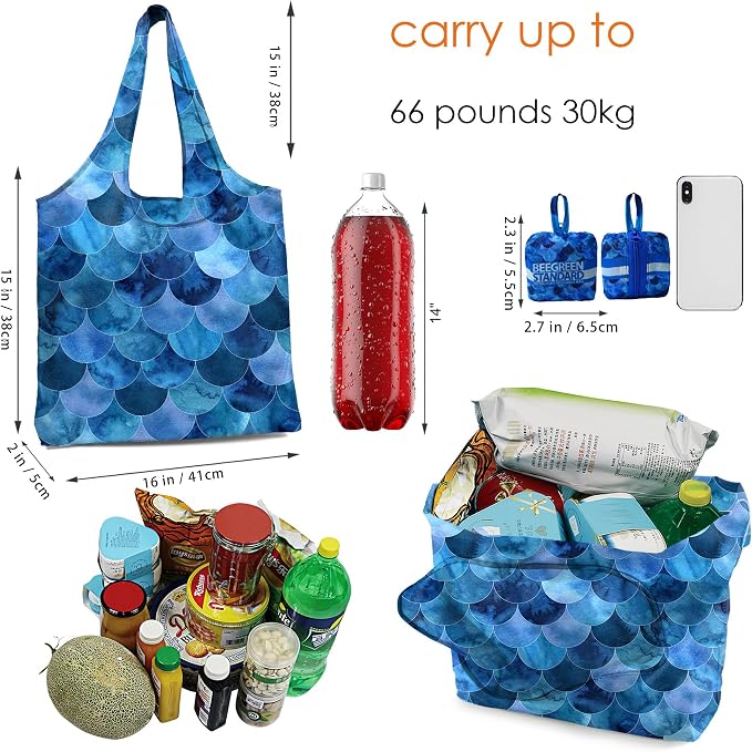 BeeGreen Reusable Grocery Shopping Bag -Travel Tote Bag - Foldable Compact Sturdy Bags - Image 4