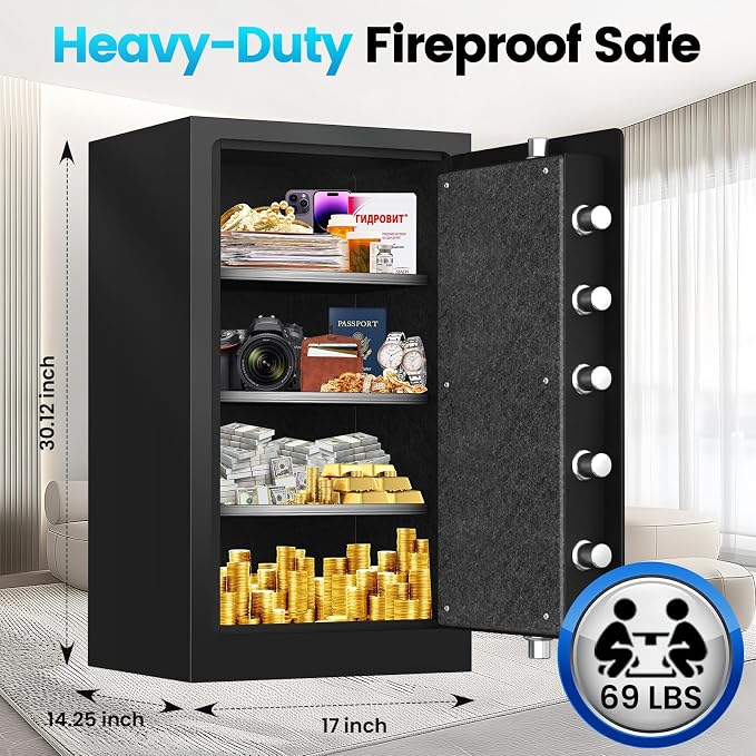 [2026 Upgraded] 35 Mins Heavy Duty Fireproof Safe, 7.5 Cuft Home Safe | Fire Proof Safe with Digital Keypad Keys, Smart Alert, Mute Mode, Security Safes for Home Office Documents - Image 2