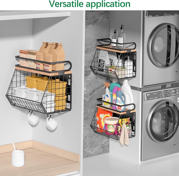 home Magnetic Shelf for Fridge with Wood Lid, Large Container Magnetic Spice Rack for Refrigerator,Fruit Potato and Onion Storage Bins, Pantry Organizers & Storage, Kitchen Counter, Cabinet - Image 3
