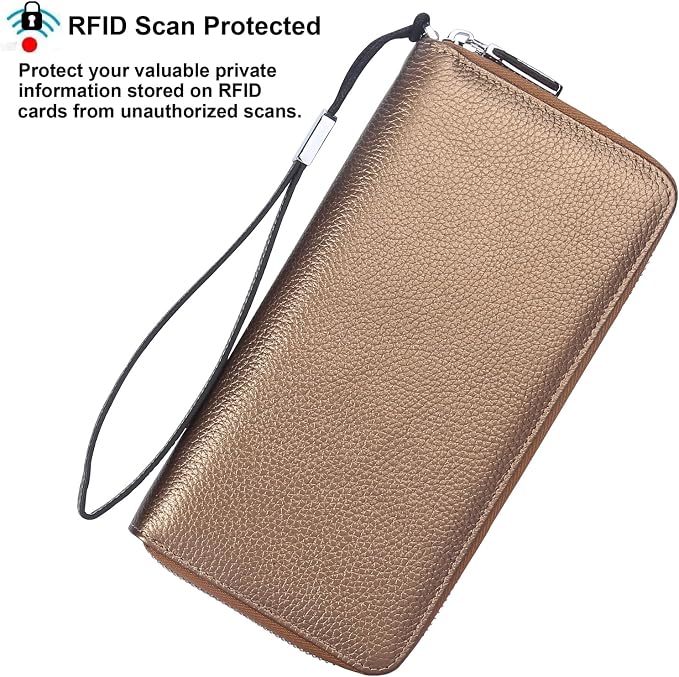 Small Compact Women Wallet RFID Blocking Genuine Leather Bifold Purse with ID Windows - Image 2