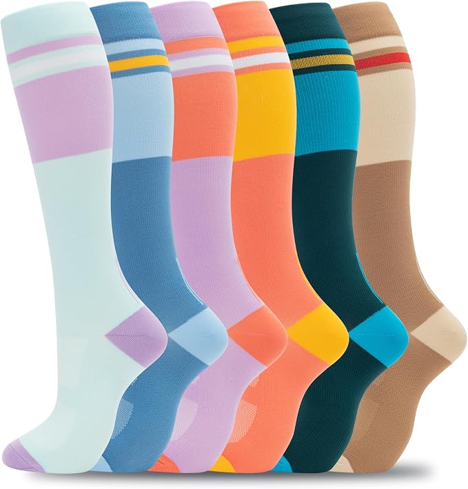 fenglaoda Compression Socks for Women Men Support Circulation 6 Pairs Socks For Nurse, Travel, Flight by fenglaoda