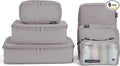 6 Set Compression Packing Cubes for 7–14 Day Travel, Misty Silver | Nylon Oxford Fabric, Full Breathable Mesh, Reinforced Double-Zipper, Small to Large Size Bag, Expandable Packing System by SOARSAIL