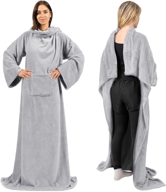 PAVILIA Wearable Blanket with Sleeves for Adult Women Men, Cozy Fleece Warm Wrap Throw with Arms, Gifts for Christmas, Wife - Image 3