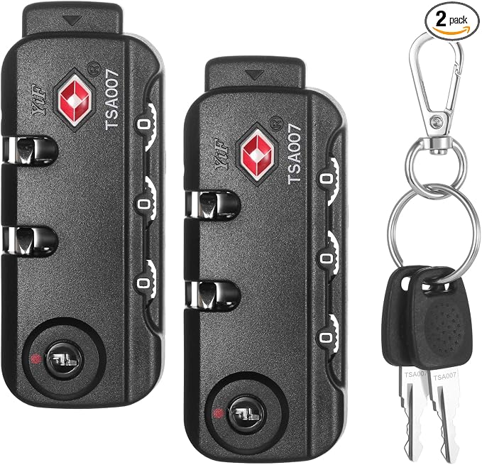 TSA Approved Combination Lock, 2 PCS | Suitable for Luggage, Backpacks, Handbags, With 2 PCS Spare TSA-007 KEY by Unknown