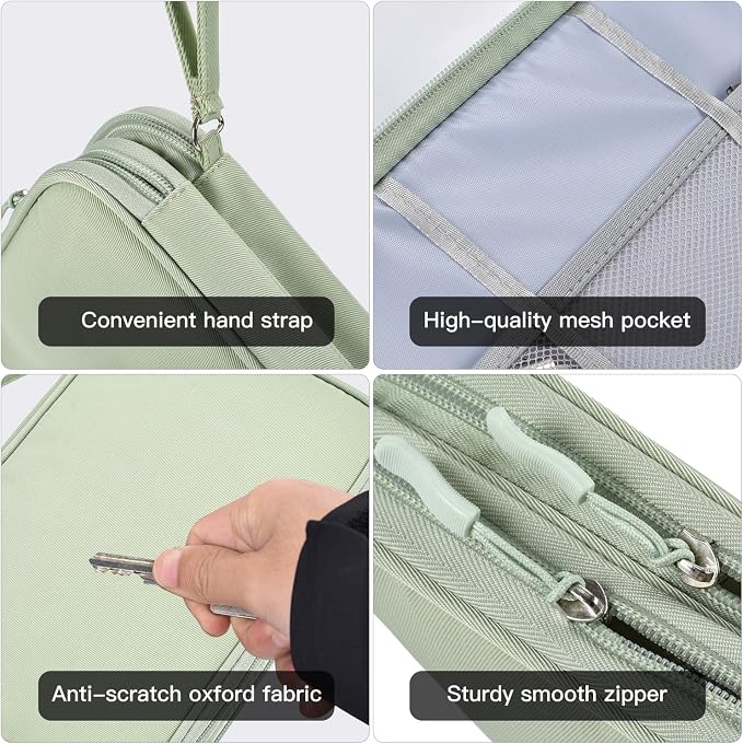 CAAORDKSO Large Electronics Travel Organizer Case, Cable Organizer Bag Water Resistant Double Layers Accessories Storage Bag Tech Pouch, for Cord, Charger, Power Bank, Earphone (Mint Green, X-Large) - Image 6