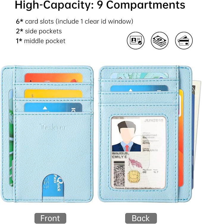 Teskyer Slim Minimalist Wallet for Men, RFID Front Pocket Card Holder | Ultra Slim Front Pocket Design, 8 Card Slots, RFID Protection, Smooth Faux Leather for Everyday Carry - Image 3