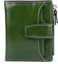 Women's RFID Blocking Leather Small Compact Bi-fold Zipper Pocket Wallet Card Case Purse with id Window by AINIMOER