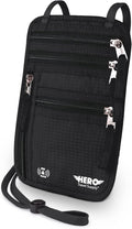HERO Neck Wallet - RFID Blocking Passport Holder, Easy to Conceal Travel Pouch (Black) by HeroTravelSupply
