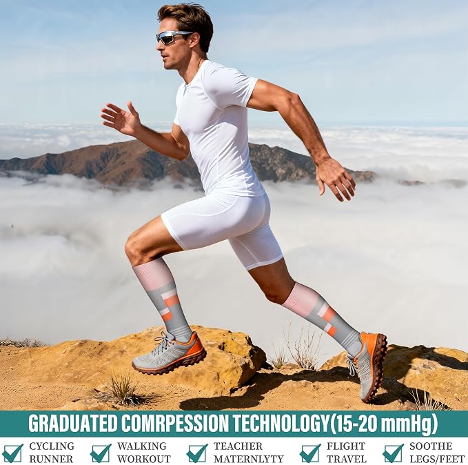 Acture 6 Pack Compression Socks for Women and Men - Knee High for Medical, Running, Nurses, Travel - Image 4