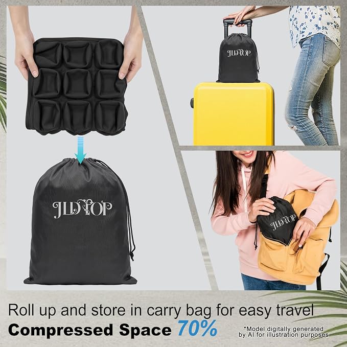 Inflatable Travel Cushion Airplane Seat Pressure Relief 3D Airbag | 36-cell Split, No need air pump, Ergonomic support, Portable foldable with storage bag, For long flights camping wheelchair - Image 2