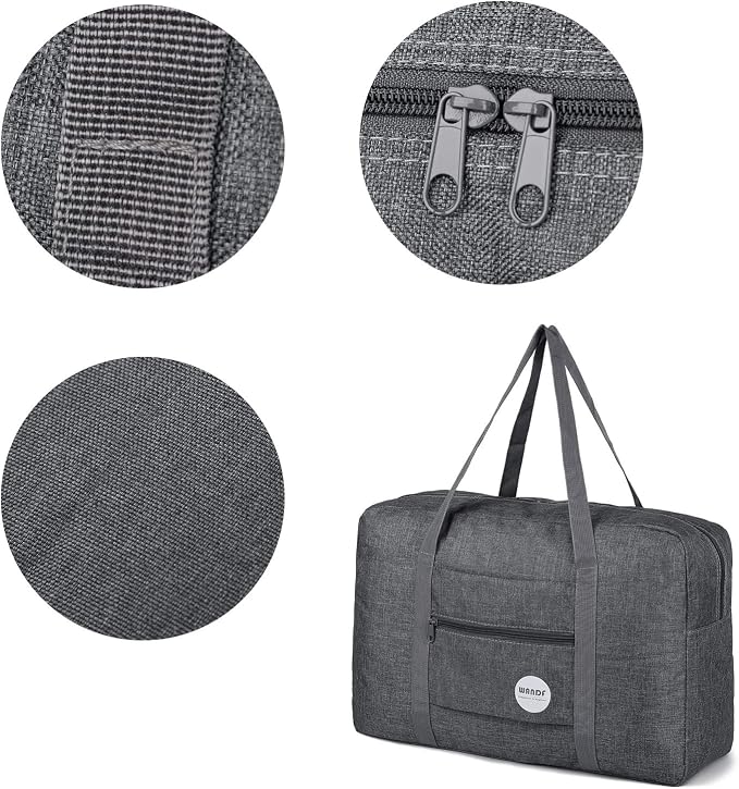 WANDF Personal Item Travel Bag, Carry On Duffle Bag Women | 18x14x8 inches, Airline Underseat Aprroved, Weekend Overnight Trips, Lightweight Packable - Image 4