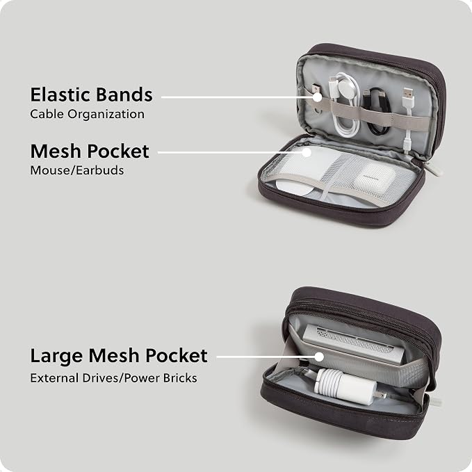 U Brands Electronics Organizer Travel Case, Cord Storage, 7.8" x 5", Gray - Image 4