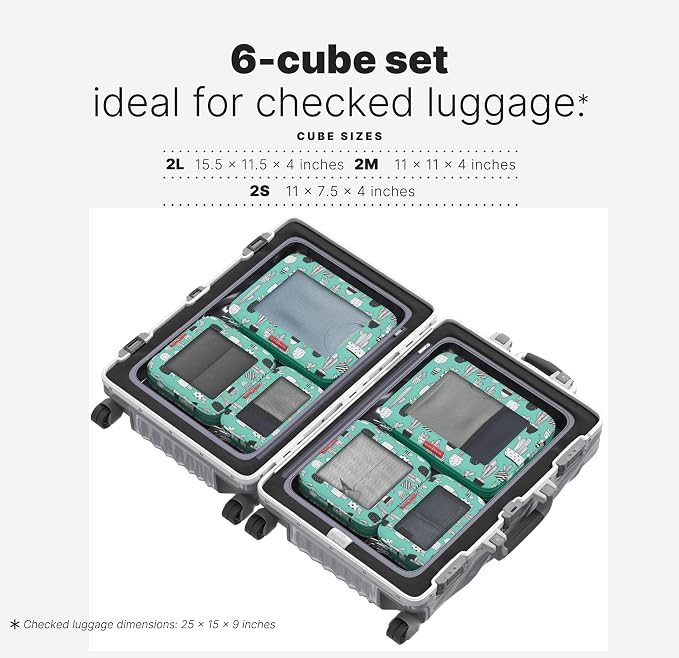LeanTravel Premium Compression Packing Cubes for Travel - Suitcase Organizer Bags with Double Zipper & Breathable Mesh Panel - Space Saving Carry On Luggage Essentials (6-Pack, Green Cactus) - Image 2